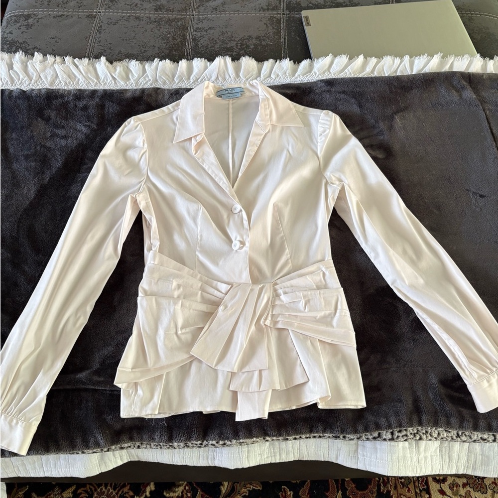 Prada button down Blouse w/bow accent
